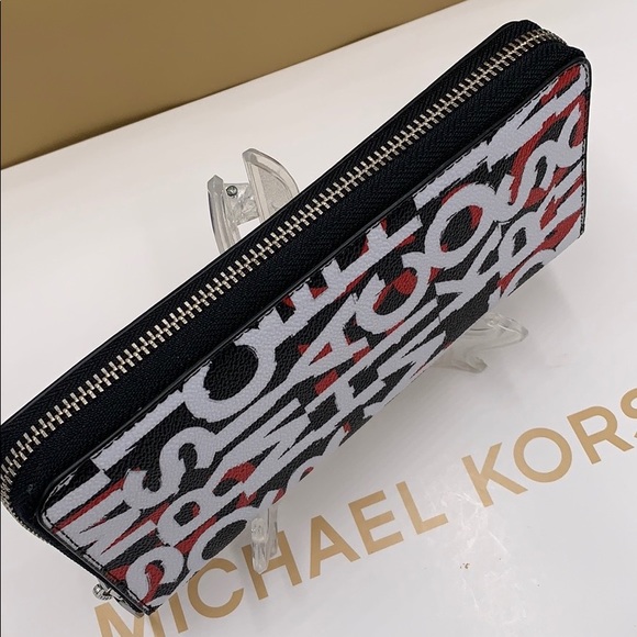 MICHAEL KORS COOPER TECH ZIP AROUND BLACK/MNDRINE - Picture 12 of 16